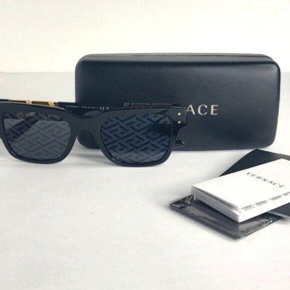 VERSACE Sunglasses Monogram Logo Lens VE4421 La Greca Logo Arms Black - Picture 4 of 14